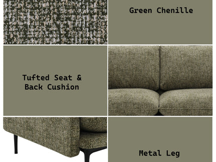 Dalton - Sofa With 2 Pillows - Green