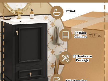 Bathroom Vanity With Sink, Soft Close Door, Adjustable U-Shaped Shelf