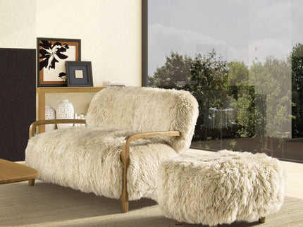Enchante - Sheepskin Accent Loveseat - Taupe / Natural
