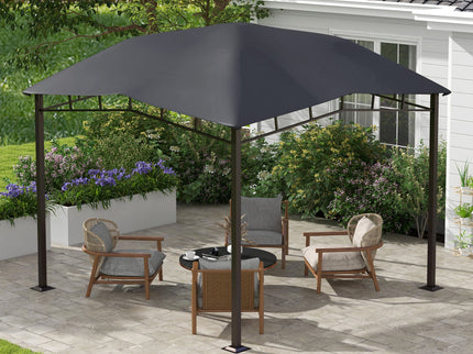 Outsunny - 10' x 10' Soft Top Patio Gazebo Outdoor Canopy With Unique Geometric Design Roof, All-Weather Steel Frame - Gray