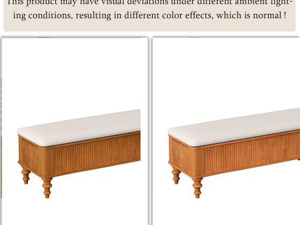 Storage Ottoman Bench For Living Room - Natural