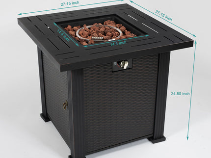 Square Fire Pit Table - Brown
