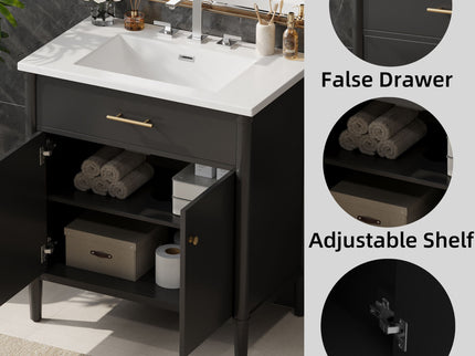 Bathroom Vanity With Sink, Soft Close Doors And Adjustable Shelf