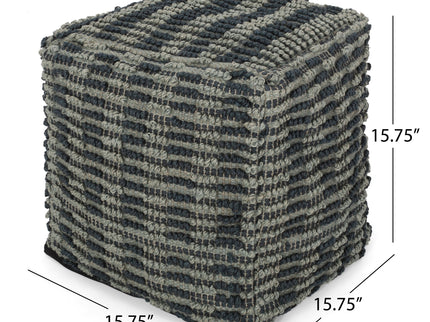 Walle - Fabric Square Pouf Ottoman And Floor Cushion Teal - Blue