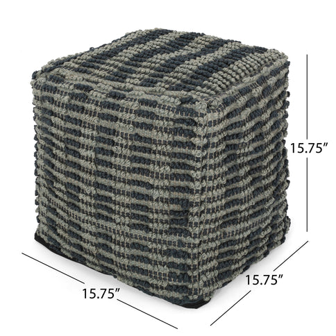 Walle - Fabric Square Pouf Ottoman And Floor Cushion Teal - Blue