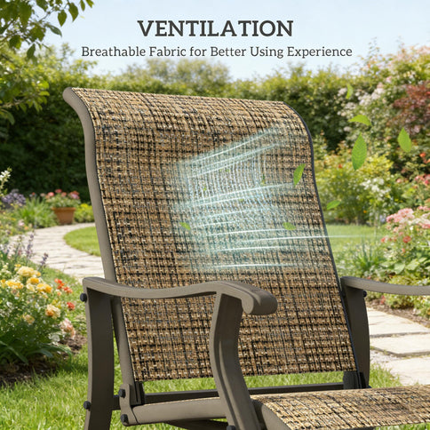 Outdoor Glider Swing Chair With Smooth Motion - Brown / Brown Mix