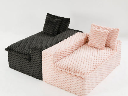 Multifunctional Sofa Pink Black, Fits 4 People