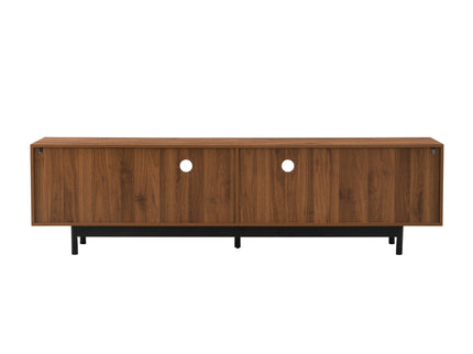 TV Stand, Media Console With 2 Drawers, Soft Closing Slatted Doors, Living Room Entertainment Center - Walnut