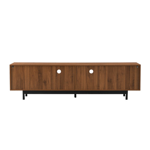 TV Stand, Media Console With 2 Drawers, Soft Closing Slatted Doors, Living Room Entertainment Center - Walnut