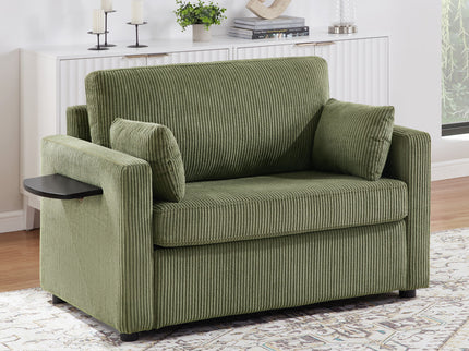 Sleeper Sofa With Foldable Mattress, USB Ports, Side Table & Storage Pocket
