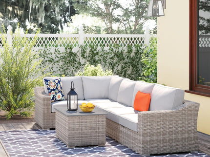 Stylish Sofa Seating Group With Cushions Perfect For Outdoor Gatherings