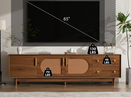 70" TV Stand With Beveled Edge Design - Brown