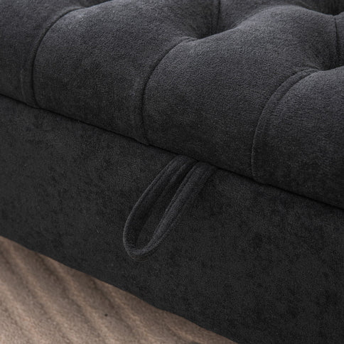 Modern Upholstered Storage Bench With Rolled Armrests]