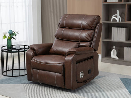 180 Degree Recliner Chair With Wireless Charging, Lumbar Support, And Dual Motor Lift - Brown