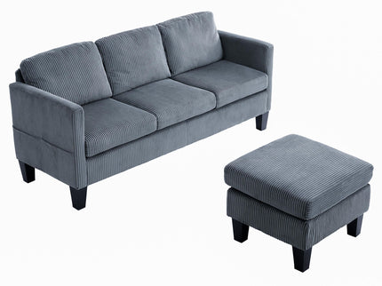 L-Shaped Sectional Sofa With Padded Cashmere, Space Saving Design For Living Rooms & Apartments - Gray