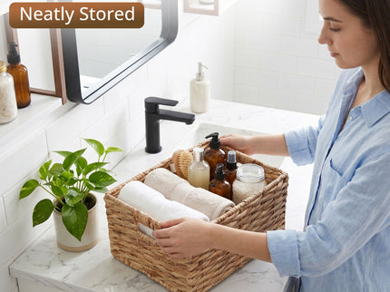 Storage Basket, Handwoven Twisted Weave Basket With Handles Shelf Organizer, Towel Storage, Living Room Storage - Light Brown
