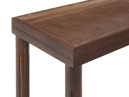 Narrow Side End Tables With Shelf (Set of 2) - Chestnut