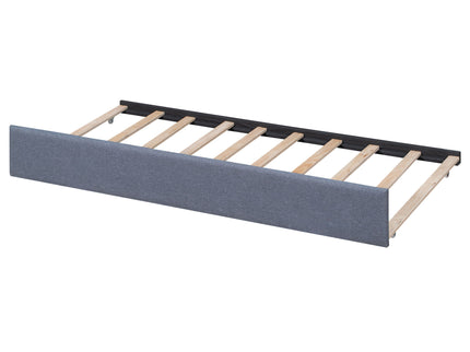 L Shaped Upholstered Platform Bed With Trundle And 2 Drawers Linked With Built In Desk