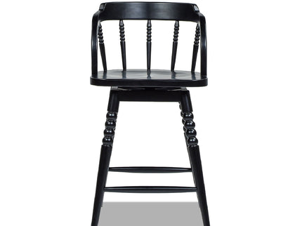 Breda - Turned Bubble Spindle Low Back Counter Stool - Black