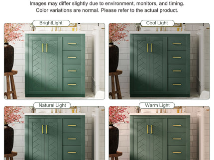 Bathroom Vanity With Sink, Storage Cabinet, Freestanding Set With 3 Drawers & Soft Closing Doors