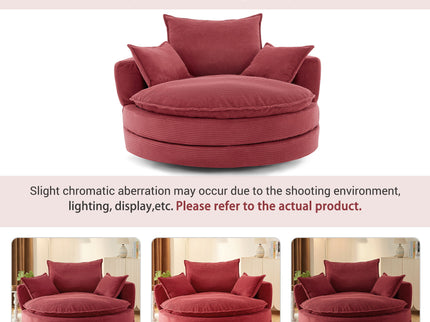 360° Swivel Accent Barrel Chair With Dual Layer Cushion And 3 Removable Pillows
