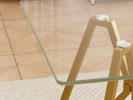 Modern Glass Dining Table With Metal Legs