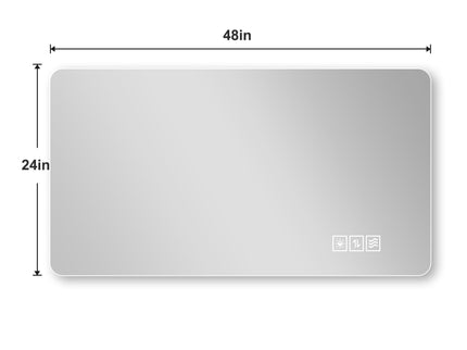 Wall Mounted LED Lighting Mirror With 3 Color Lighting, Dimming, Waterproof, Anti Fog, Touch Switch - Silver