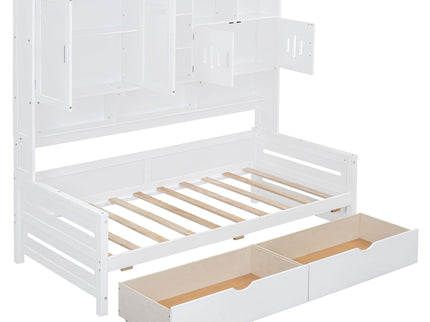 Daybed With All-In-One Cabinet And Shelf