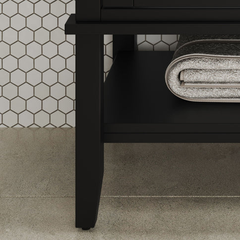 Bathroom Vanity With Ceramic Sink, Adjustable & Open Shelf