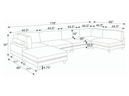 Modern Modular Sectional With Adjustable Back Support
