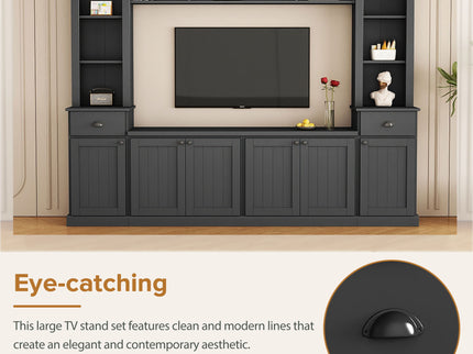 Minimalist Entertainment Wall Unit Set With Bridge For TVs Up To 75"