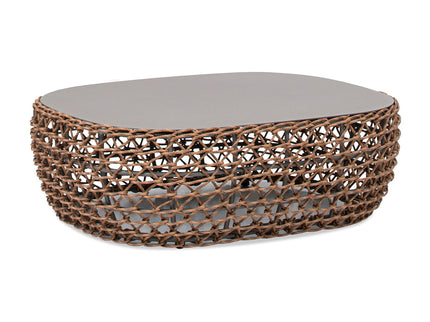 Willow - Oval Woven Patio Coffee Table, Wicker Frame