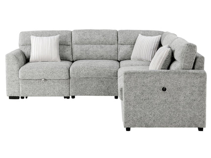 Emiliano - Sectional Sofa With 3 Pillows - Nickel