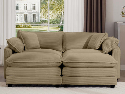Oversized Modular Cushion Sofa With Ottoman, Low Back, Deep Seating Sofa Set
