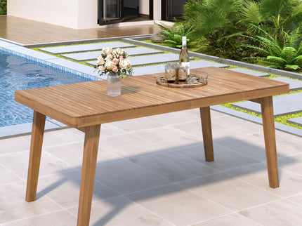 Outdoor Dining Table With Slatted Top, Ideal For Patio