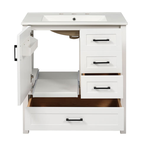 Modern Bathroom Vanity With Ceramic Sink, Solid Frame And Storage Solutions