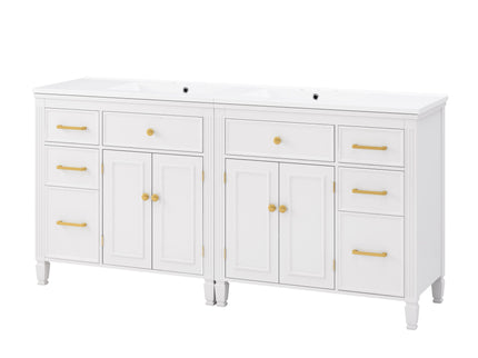 2 Piece Freestanding Bathroom Vanity Set With Sink Top, Reversible Dual Layout