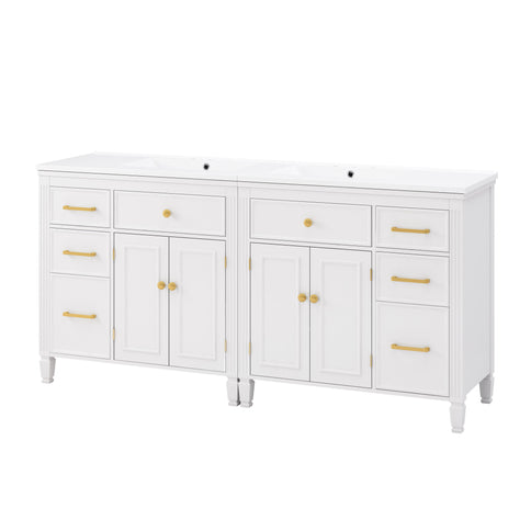 2 Piece Freestanding Bathroom Vanity Set With Sink Top, Reversible Dual Layout