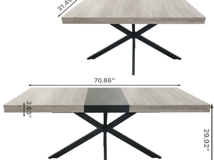 Retro Rectangular Stretch Dining Table With Embossed Center Plate