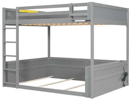 Bunk Bed With Built In Shelves, Storage Box, LED Light And USB Charging Station