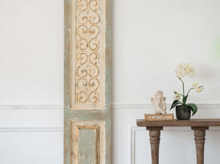 Large Wooden Rectangle Hanging Panel Decorative Wall Sculpture, Carved Wall Art - Beige