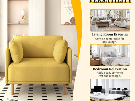 Modern Upholstered Accent Chair With Soft Cushions, Sleek Armrest Design