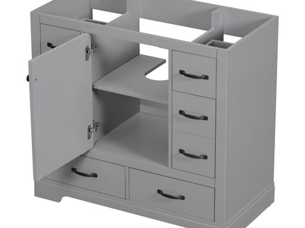 Modern Bathroom Vanity Base Only, 6 Drawer Storage With Adjustable Shelf