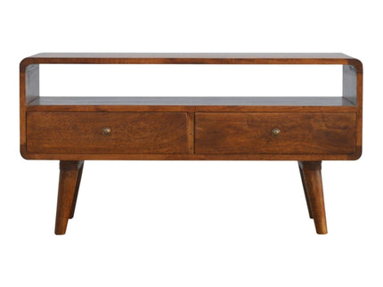 Solid Wood Curved Media Unit