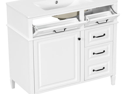 Modern Bathroom Vanity With Sink Top, Flip Drawer Design