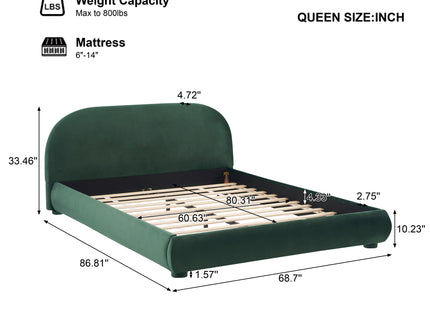 Upholstered Simple Modern Bedroom Bed With Curved Headboard