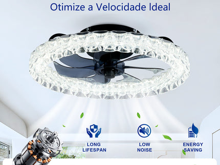 LED Light Source And Remote Control, 3000 - 6500K Dimmable Flush Mount LED Fan Light, 6 Speeds, Quiet DC Motor - Matte Black