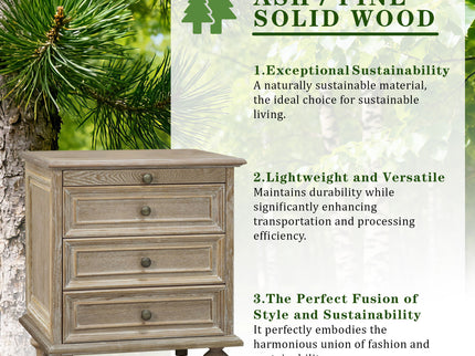 Farmhouse Nightstand With 4 Drawers