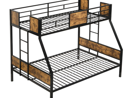 Modern Metal Bunk Bed With Side Ladders And Guardrail