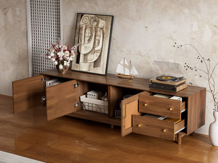 70" TV Stand With Beveled Edge Design - Brown